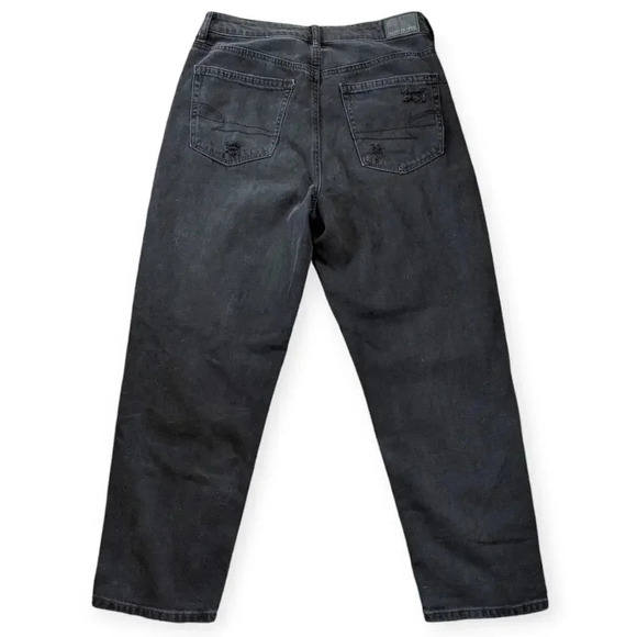 American Eagle Mom Straight Leg Denim Jeans Gray Distressed 6 Short - Picture 3 of 7